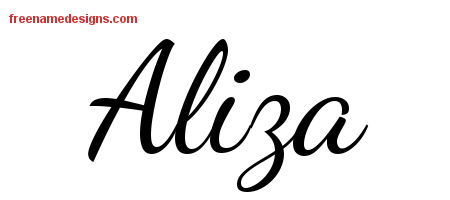 Lively Script Name Tattoo Designs Aliza Free Printout - Free Name Designs