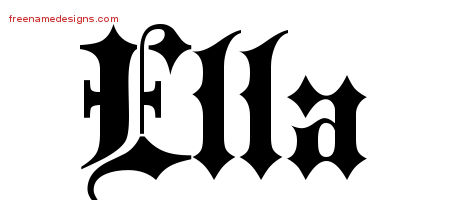 Old English Name Tattoo Designs Ella Free - Free Name Designs