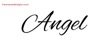 angel cursive name tattoo designs angle names lettering graphic freenamedesigns