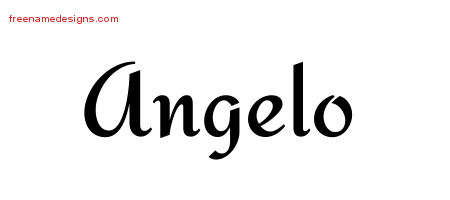 Calligraphic Stylish Name Tattoo Designs Angelo Free Graphic