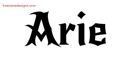 arie name designs tattoo gothic graphic