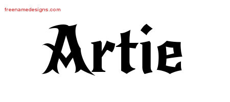 Gothic Name Tattoo Designs Artie Free Graphic