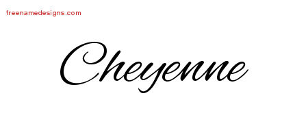 cheyenne name designs cursive tattoo