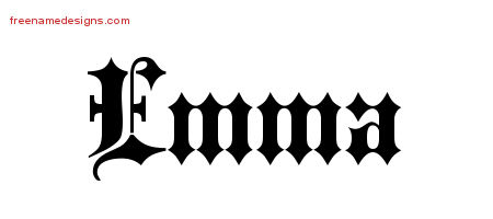 Old English Name Tattoo Designs Emma Free
