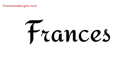 Calligraphic Stylish Name Tattoo Designs Frances Free Graphic