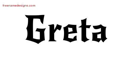 Gothic Name Tattoo Designs Greta Free Graphic