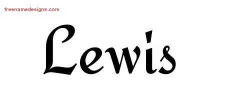 Calligraphic Stylish Name Tattoo Designs Lewis Free Graphic