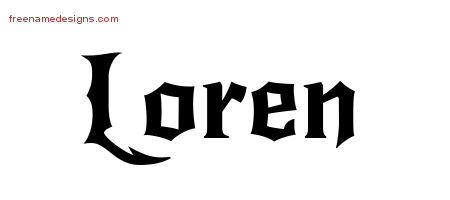 Gothic Name Tattoo Designs Loren Free Graphic Gothic Name Tattoo Designs Loren Free Graphic