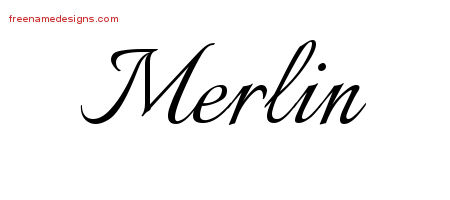 Calligraphic Name Tattoo Designs Merlin Free Graphic