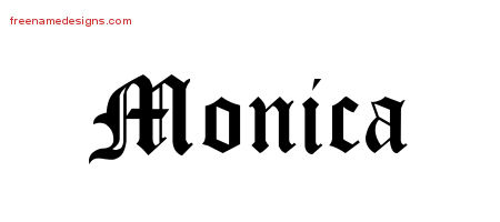 monica name tattoo designs blackletter graphic