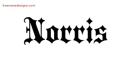 Old English Name Tattoo Designs Norris Free Lettering