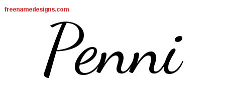 Lively Script Name Tattoo Designs Penni Free Printout