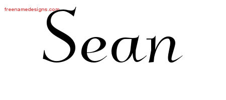 Elegant Name Tattoo Designs Sean Free Graphic