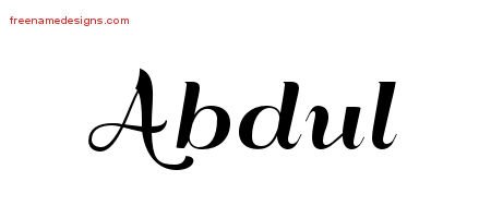 Abdul Art Deco Name Tattoo Designs