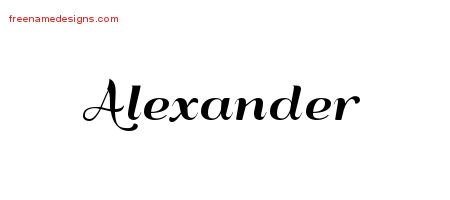 Alexander Art Deco Name Tattoo Designs