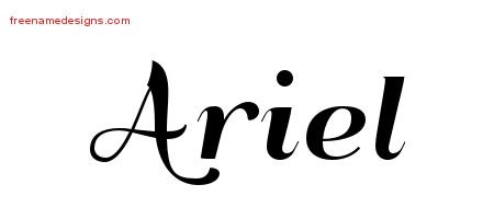 Ariel Art Deco Name Tattoo Designs