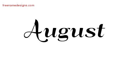 August Art Deco Name Tattoo Designs