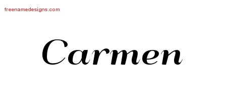 Carmen Art Deco Name Tattoo Designs
