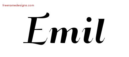 Emil Art Deco Name Tattoo Designs