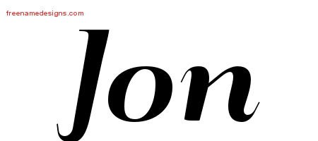 Jon Art Deco Name Tattoo Designs