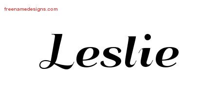 Leslie Art Deco Name Tattoo Designs
