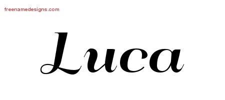 Luca Art Deco Name Tattoo Designs