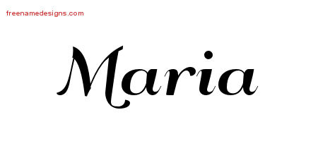 Maria Art Deco Name Tattoo Designs