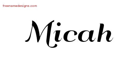 Micah Art Deco Name Tattoo Designs