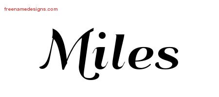 Miles Art Deco Name Tattoo Designs