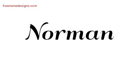 Norman Art Deco Name Tattoo Designs