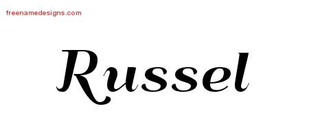 Russel Art Deco Name Tattoo Designs