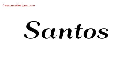 Santos Art Deco Name Tattoo Designs