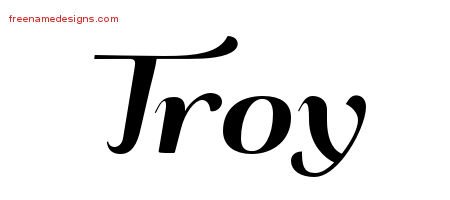 Troy Art Deco Name Tattoo Designs