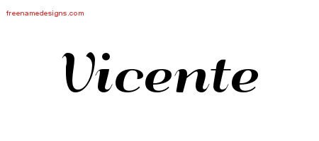 Vicente Art Deco Name Tattoo Designs