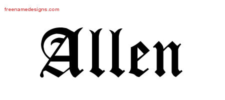 Allen Blackletter Name Tattoo Designs