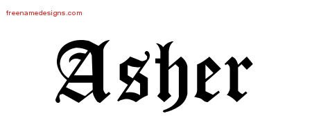 Asher Blackletter Name Tattoo Designs