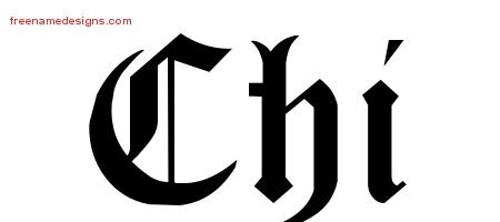 Chi Blackletter Name Tattoo Designs