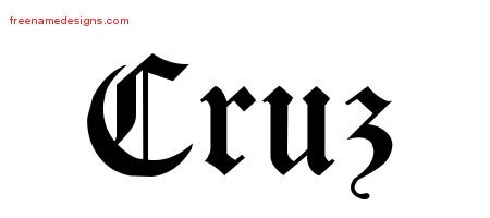 Cruz Blackletter Name Tattoo Designs