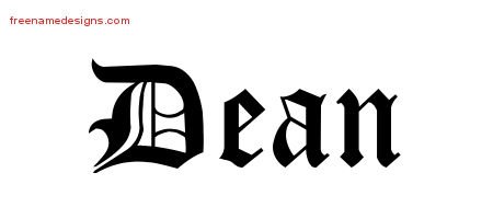 Dean Blackletter Name Tattoo Designs