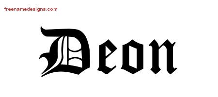 Deon Blackletter Name Tattoo Designs
