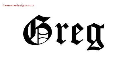 Greg Blackletter Name Tattoo Designs