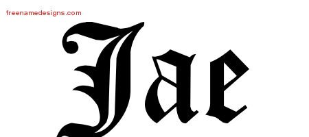 Jae Blackletter Name Tattoo Designs