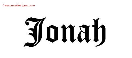 Jonah Blackletter Name Tattoo Designs