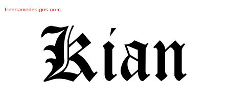 Kian Blackletter Name Tattoo Designs