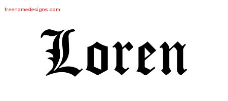 Loren Blackletter Name Tattoo Designs