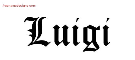 Luigi Blackletter Name Tattoo Designs