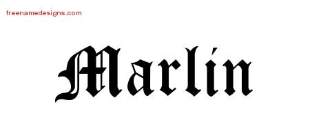 Marlin Blackletter Name Tattoo Designs