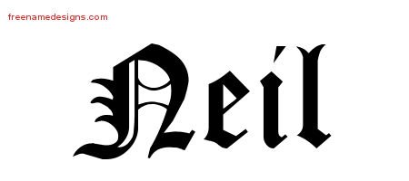 Neil Blackletter Name Tattoo Designs