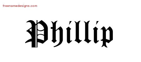 Phillip Blackletter Name Tattoo Designs