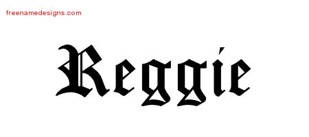 Reggie Blackletter Name Tattoo Designs